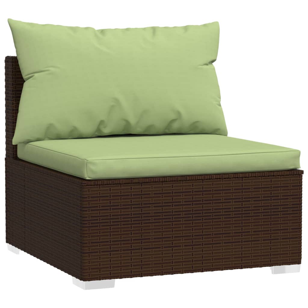 10-tlg. Garten-Lounge-Set mit Kissen Poly Rattan Braun