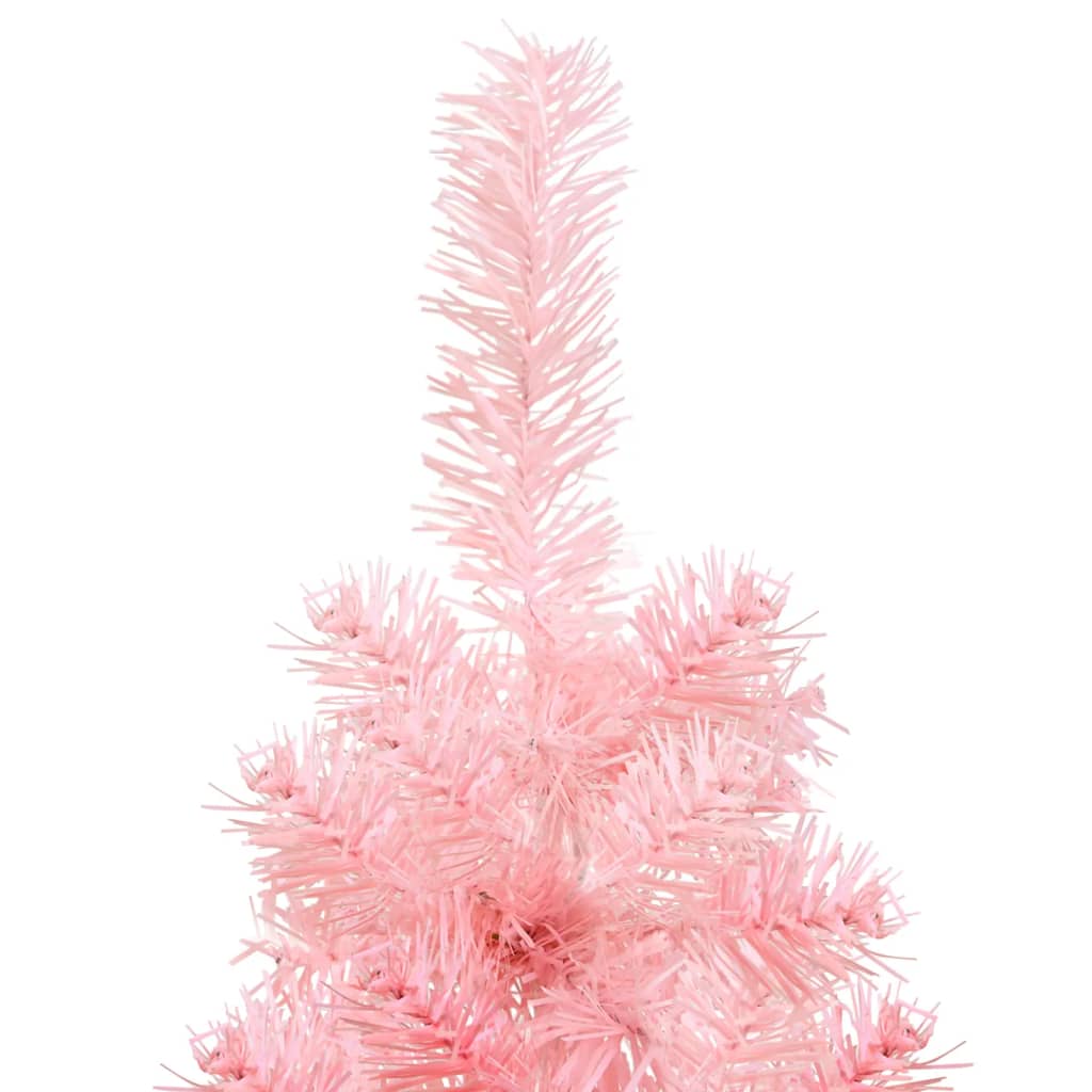 Künstlicher Halb-Weihnachtsbaum mit Ständer Schlank Rosa 150 cm