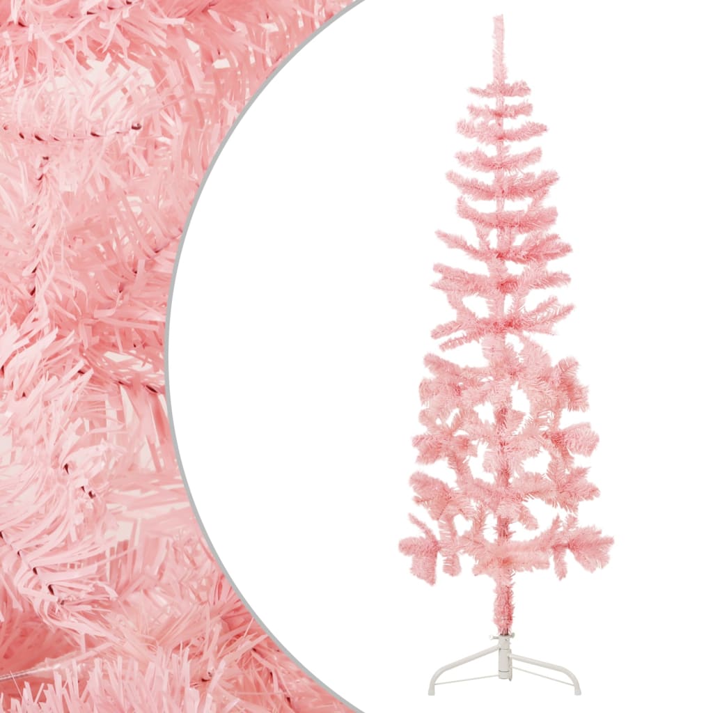 Künstlicher Halb-Weihnachtsbaum mit Ständer Schlank Rosa 180 cm