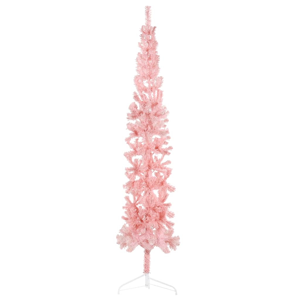 Künstlicher Halb-Weihnachtsbaum mit Ständer Schlank Rosa 210 cm