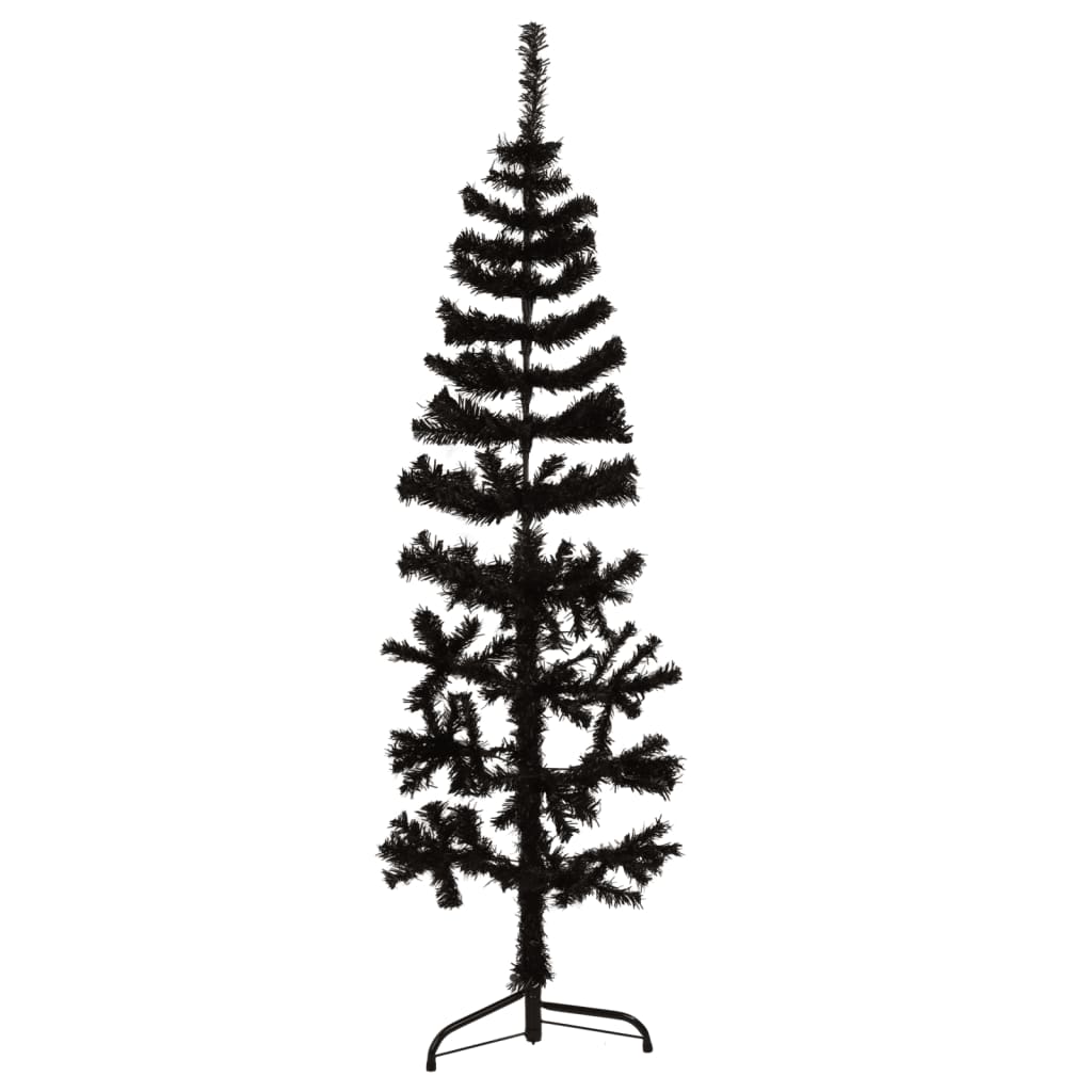 Künstlicher Halb-Weihnachtsbaum Ständer Schlank Schwarz 120 cm