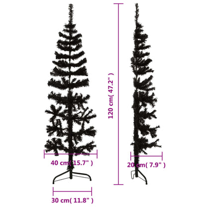 Künstlicher Halb-Weihnachtsbaum Ständer Schlank Schwarz 120 cm