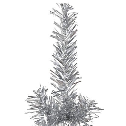 Künstlicher Halb-Weihnachtsbaum Ständer Schlank Silbern 240 cm