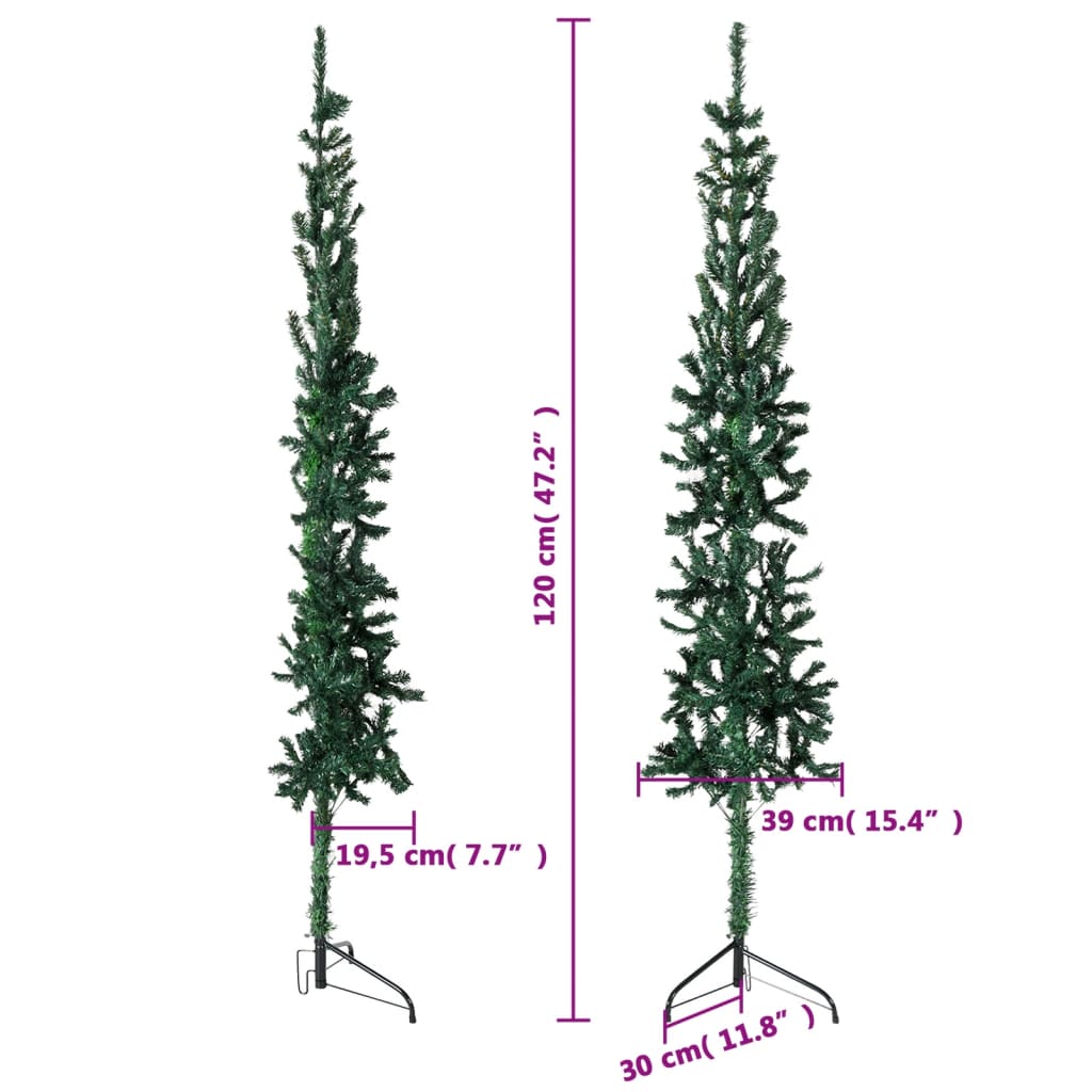 Künstlicher Halb-Weihnachtsbaum mit Ständer Schlank Grün 120 cm