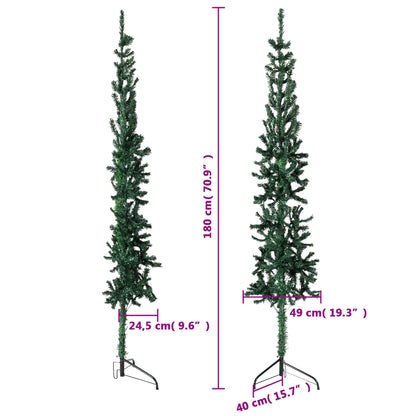 Künstlicher Halb-Weihnachtsbaum mit Ständer Schlank Grün 180 cm