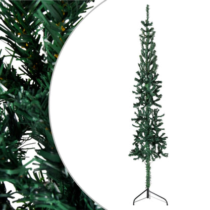 Künstlicher Halb-Weihnachtsbaum mit Ständer Schlank Grün 240 cm