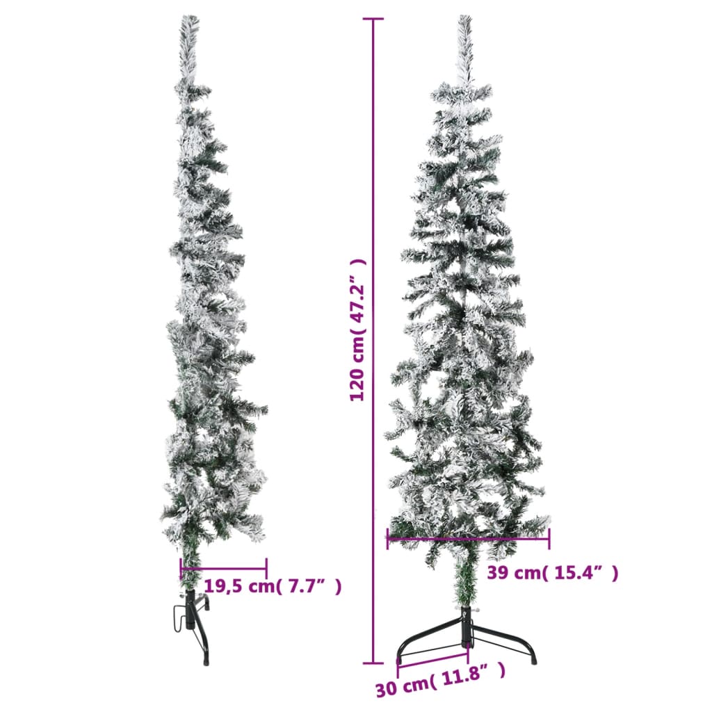 Künstlicher Halb-Weihnachtsbaum mit Schnee Schlank 120 cm