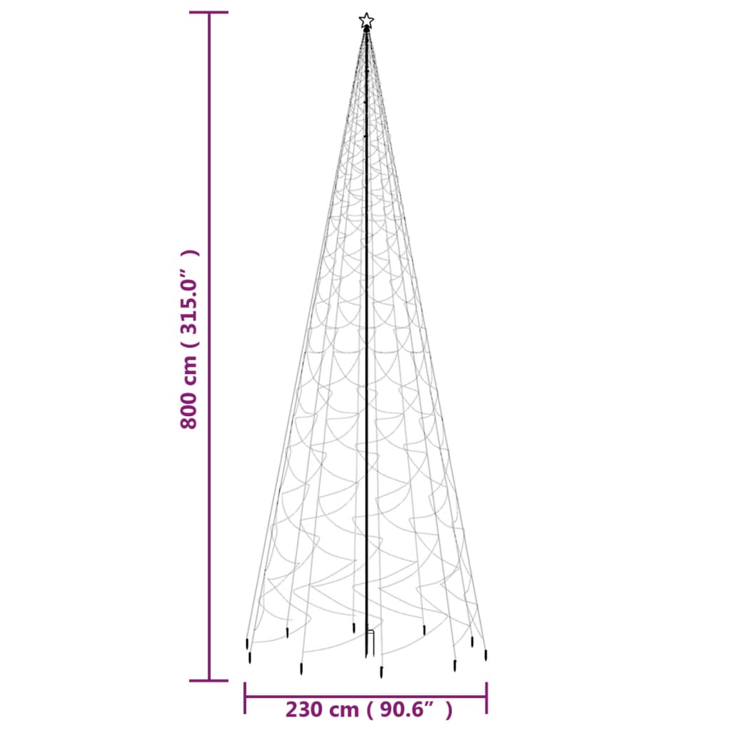 Weihnachtsbaum mit Erdnägeln Warmweiß 3000 LEDs 800 cm