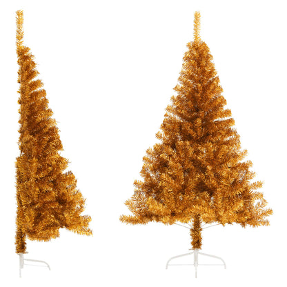 Künstlicher Halb-Weihnachtsbaum mit Ständer Gold 120 cm PET