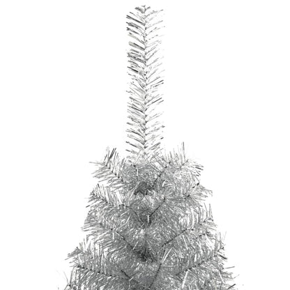 Künstlicher Halb-Weihnachtsbaum mit Ständer Silber 150 cm PET