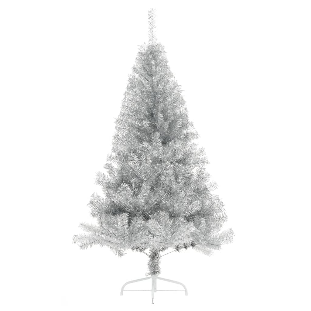 Künstlicher Halb-Weihnachtsbaum mit Ständer Silber 180 cm PET