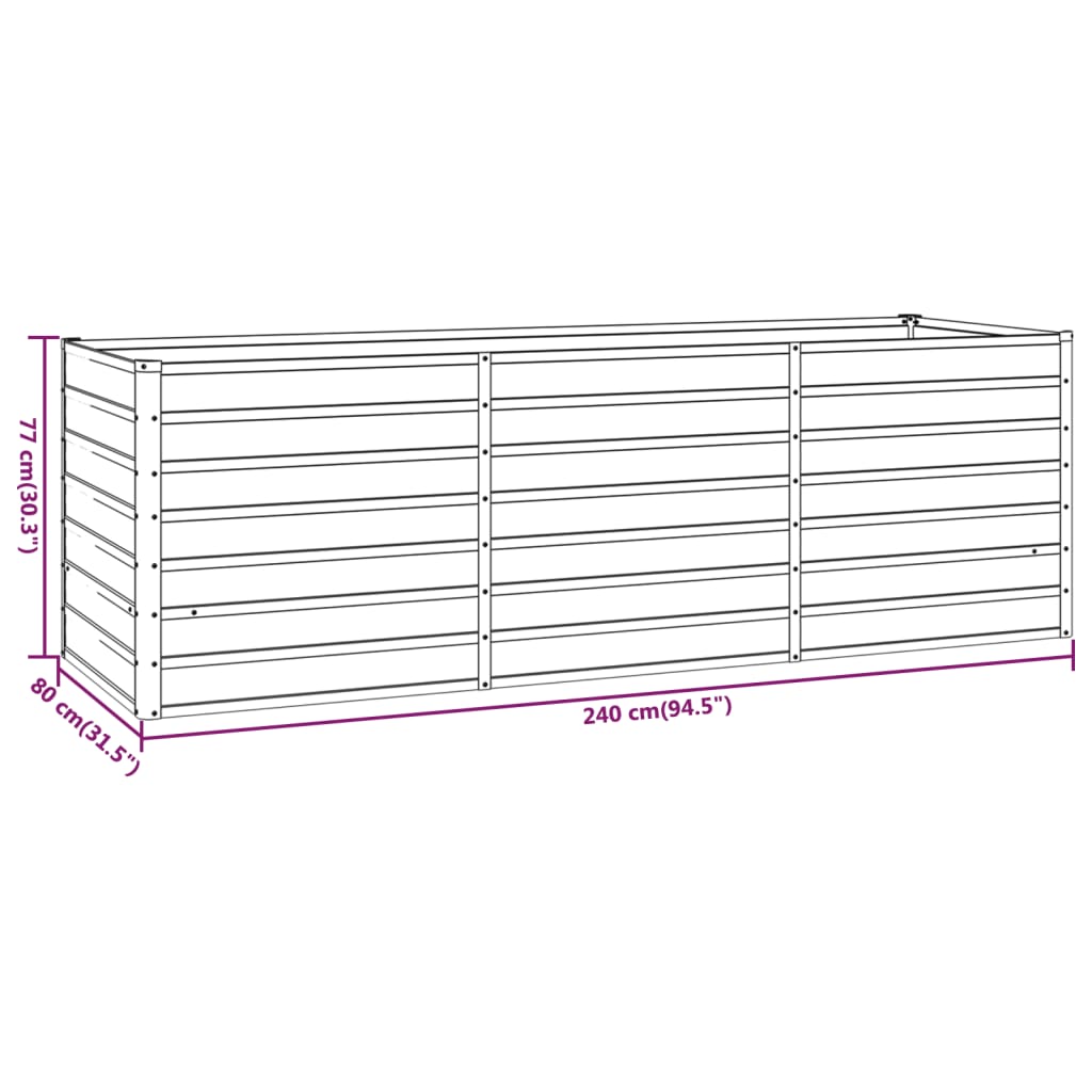 Hochbeet Rostig 240x80x77 cm Cortenstahl