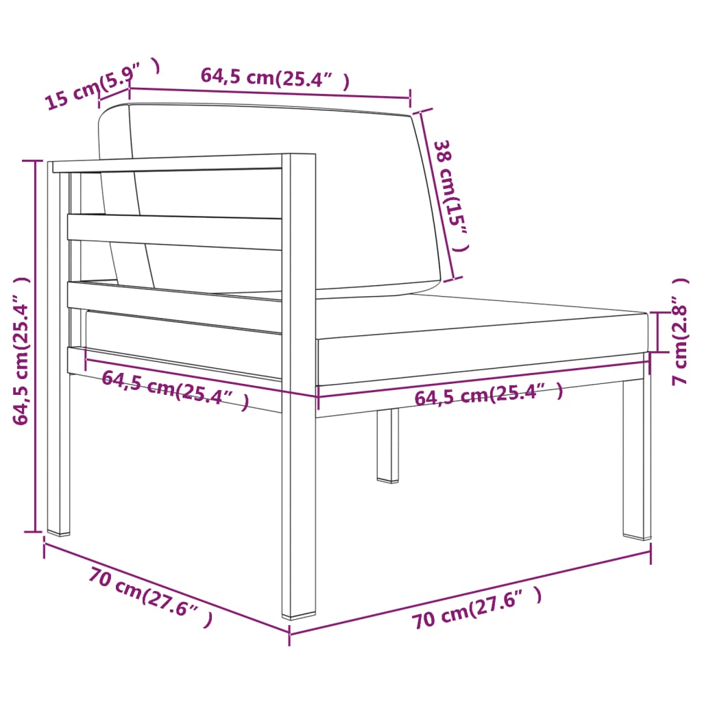 10-tlg. Garten-Lounge-Set mit Kissen Aluminium Anthrazit