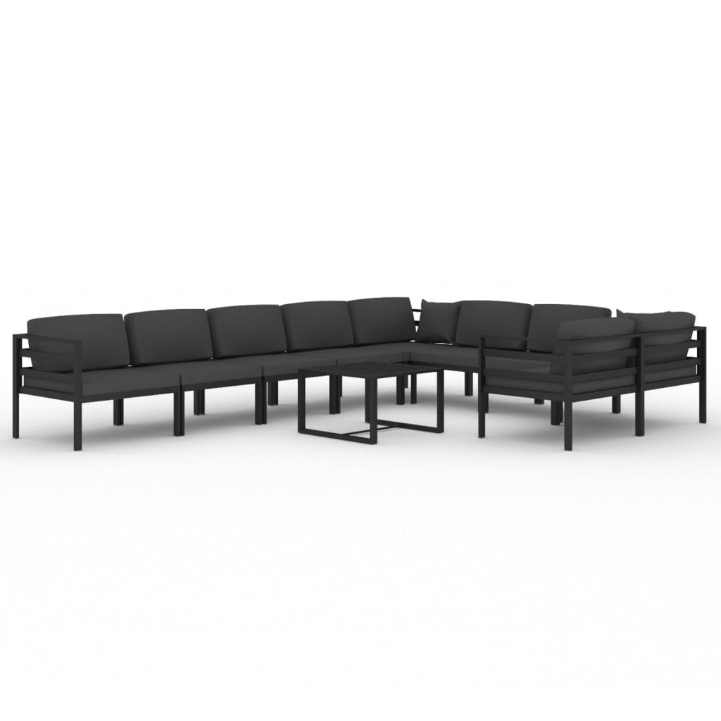 10-tlg. Garten-Lounge-Set mit Kissen Aluminium Anthrazit