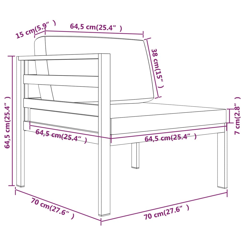 10-tlg. Garten-Lounge-Set mit Kissen Aluminium Anthrazit