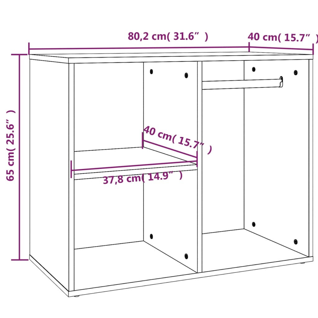 Regal für Schminktisch Grau Sonoma 80x40x65 cm Holzwerkstoff