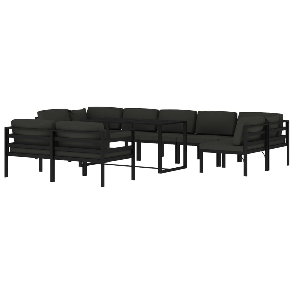 10-tlg. Garten-Lounge-Set mit Kissen Aluminium Anthrazit