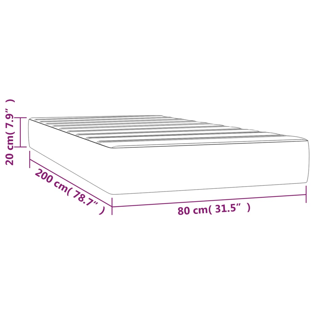 Taschenfederkernmatratze Schwarz 80x200x20 cm Stoff