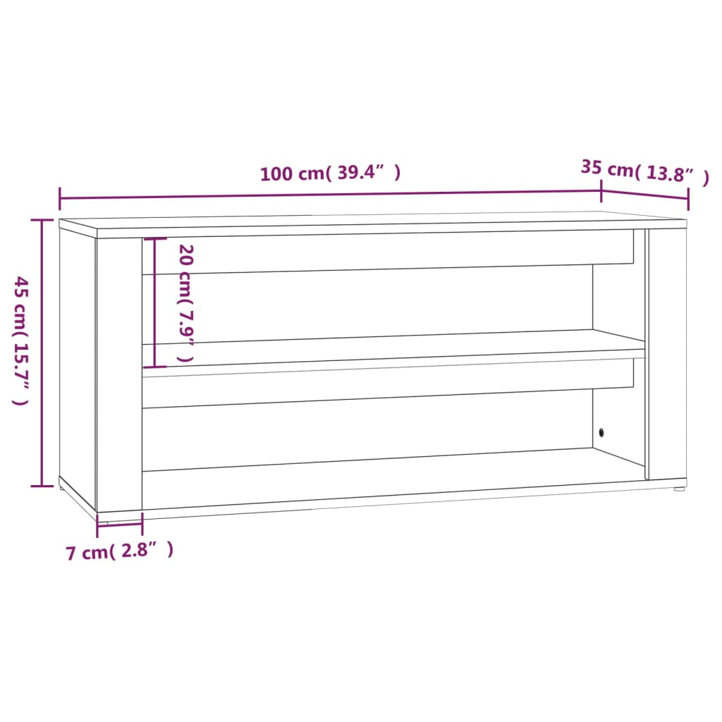 Schuhregal Schwarz 100x35x45 cm Holzwerkstoff