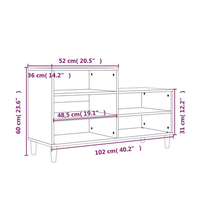 Schuhregal Schwarz 102x36x60 cm Holzwerkstoff