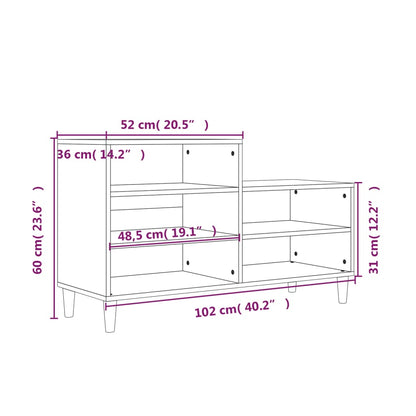 Schuhregal Hochglanz-Weiß 102x36x60 cm Holzwerkstoff