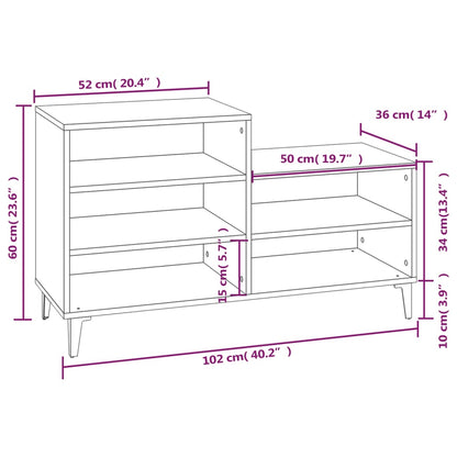 Schuhregal Schwarz 102x36x60 cm Holzwerkstoff