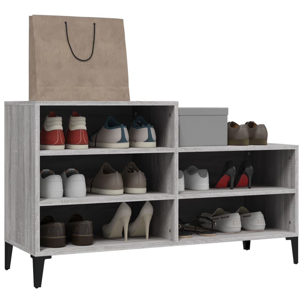 Schuhregal Grau Sonoma 102x36x60 cm Holzwerkstoff