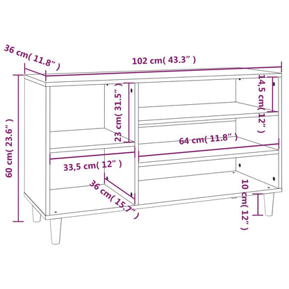 Schuhregal Braun Eichen-Optik 102x36x60 cm Holzwerkstoff