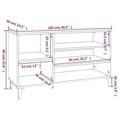 Schuhregal Betongrau 102x36x60 cm Holzwerkstoff