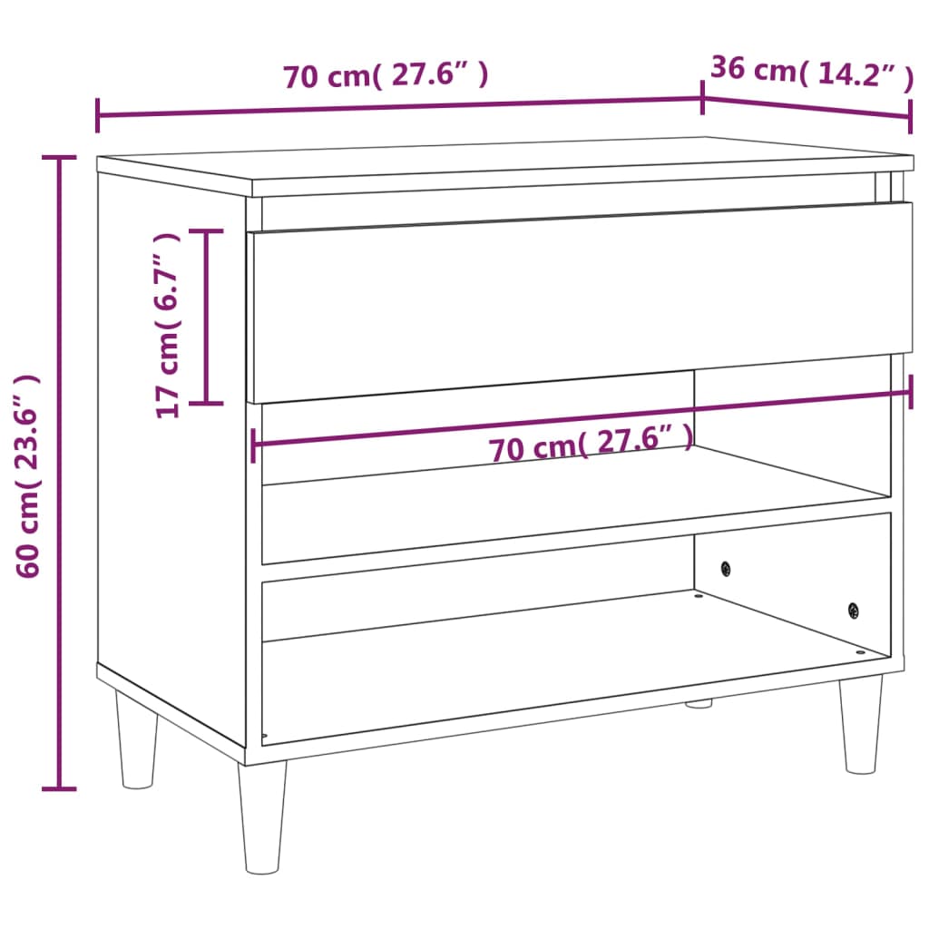 Schuhregal Hochglanz-Weiß 70x36x60 cm Holzwerkstoff