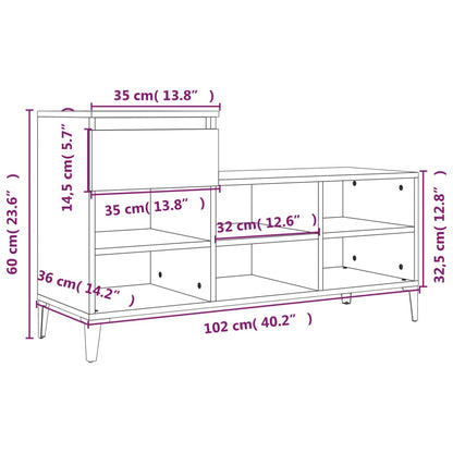 Schuhregal Grau Sonoma 102x36x60 cm Holzwerkstoff