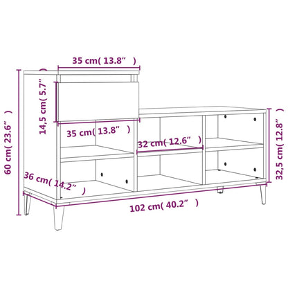 Schuhregal Braun Eichen-Optik 102x36x60 cm Holzwerkstoff