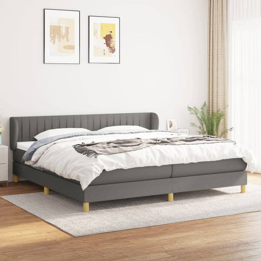 Boxspringbett mit Matratze Dunkelgrau 200x200 cm Stoff