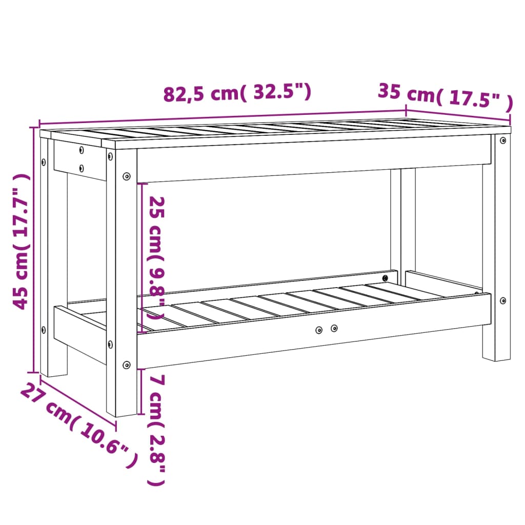 Gartenbank 82,5x35x45 cm Massivholz Douglasie