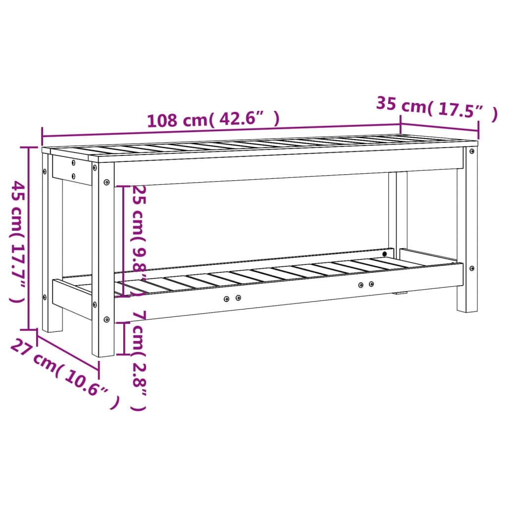 Gartenbank 108x35x45 cm Massivholz Douglasie