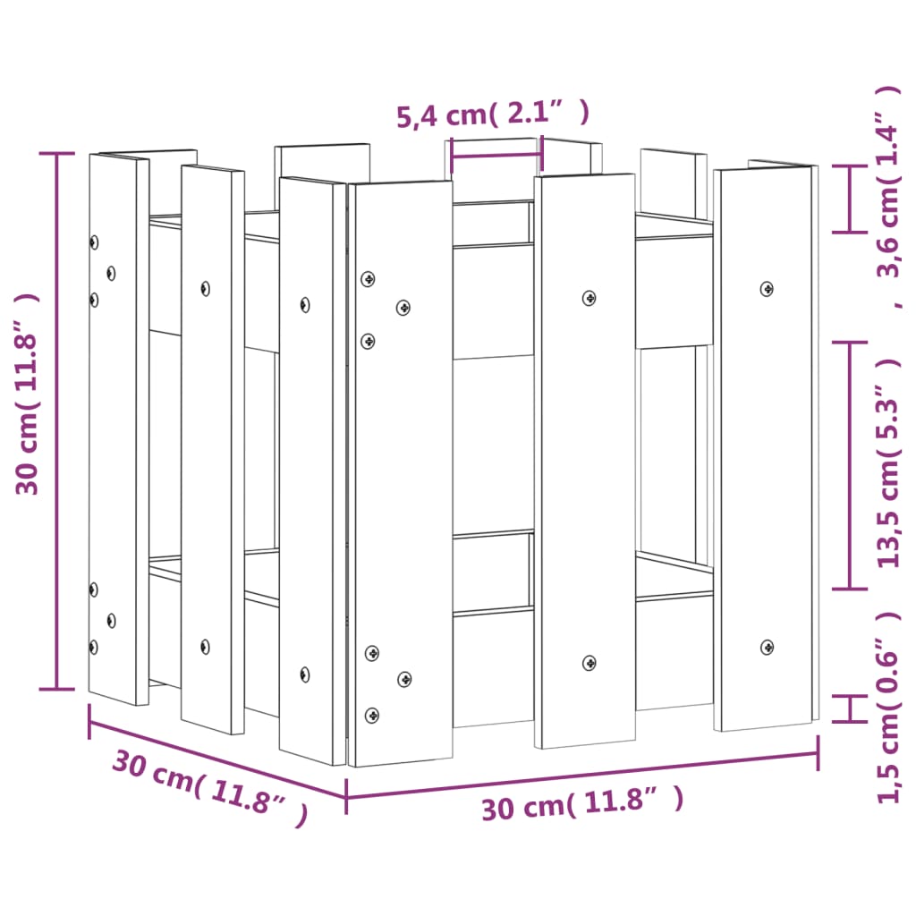 Pflanzkübel Lattenzaun-Design 30x30x30 cm Massivholz Douglasie