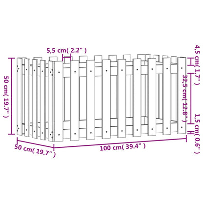 Hochbeet Lattenzaun-Design 100x50x50 cm Massivholz Douglasie