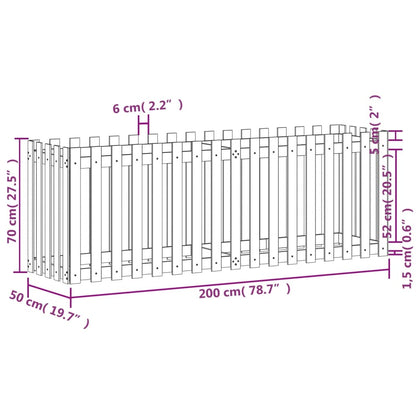 Hochbeet Lattenzaun-Design 200x50x70 cm Massivholz Douglasie