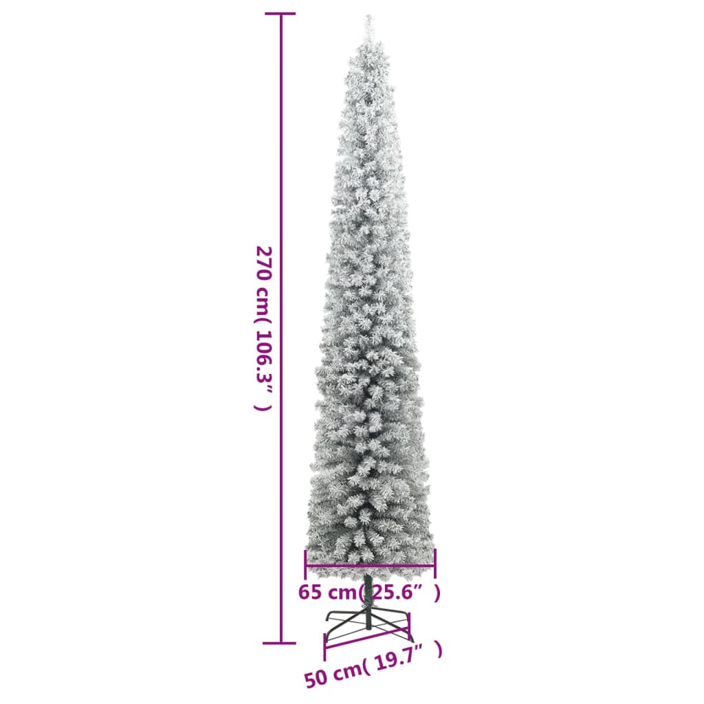 Weihnachtsbaum Schlank mit Ständer Beschneit 270 cm PVC