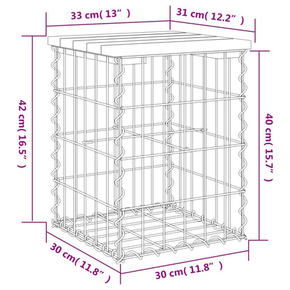 Gartenbank aus Gabionen 33x31x42 cm Kiefernholz Imprägniert