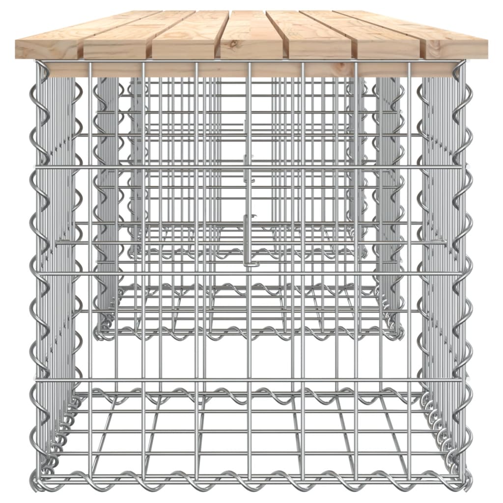 Gartenbank aus Gabionen 203x44x42 cm Massivholz Kiefer