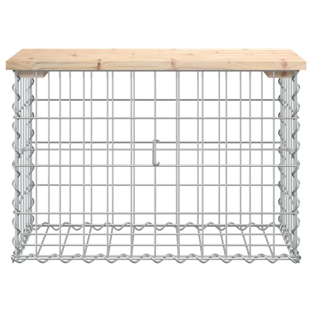 Gartenbank aus Gabionen 63x31,5x42 cm Massivholz Kiefer