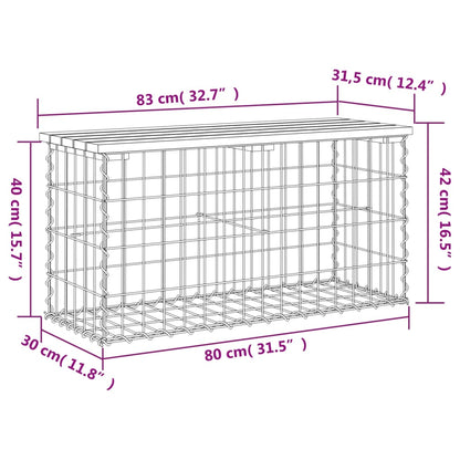 Gartenbank aus Gabionen 83x31,5x42 cm Massivholz Douglasie