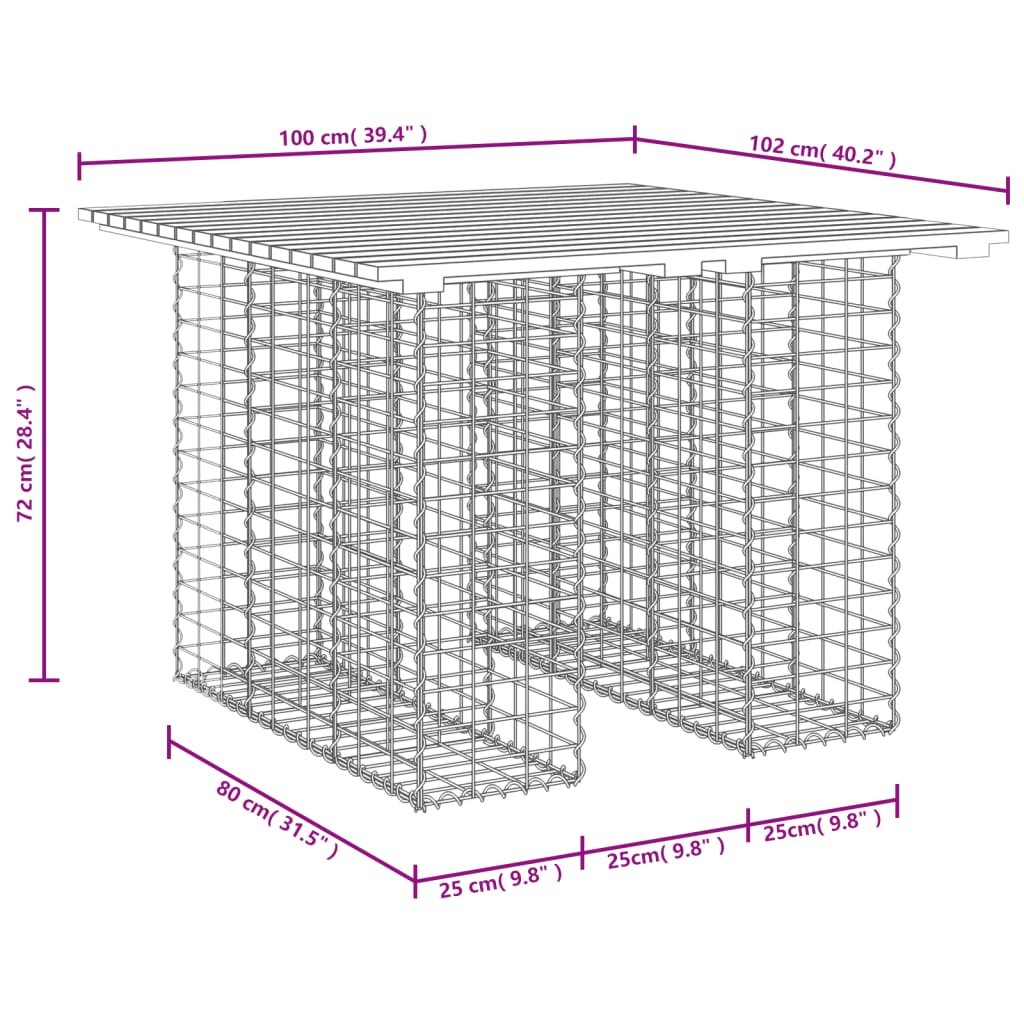 Gartenbank aus Gabionen 100x102x72 cm Massivholz Douglasie