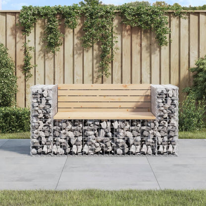 Gartenbank aus Gabionen 143x71x65,5 cm Massivholz Kiefer