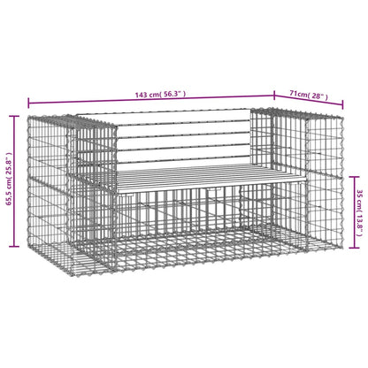 Gartenbank aus Gabionen 143x71x65,5 cm Massivholz Douglasie