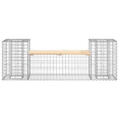 Gartenbank aus Gabionen 183x41x60,5 cm Massivholz Kiefer