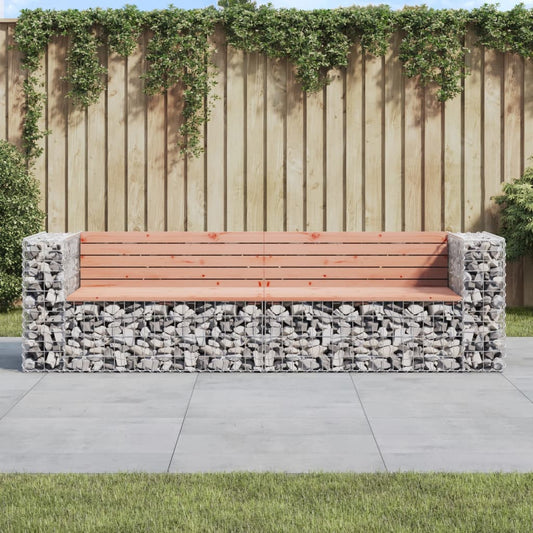 Gartenbank aus Gabionen 244x71x65,5 cm Massivholz Douglasie