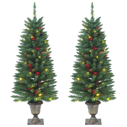 Künstliche Weihnachtsbäume 2 Stk. 100 LEDs Grün 120 cm