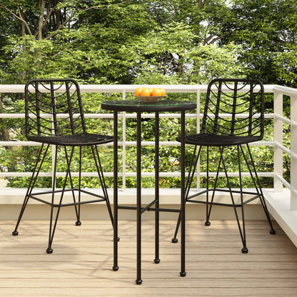 Barhocker 2 Stk. Schwarz 45x56x103,5 cm PE-Rattan und Stahl